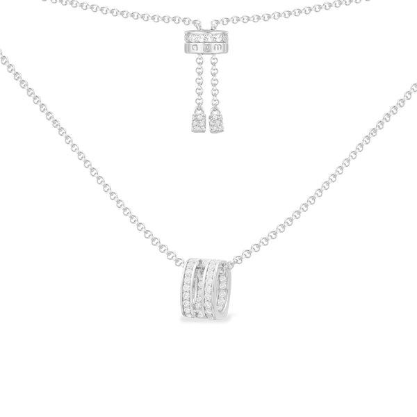 Verstellbare Halskette mit Doppelreif-Ringanhänger