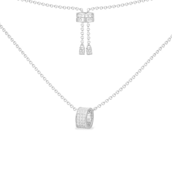 Verstellbare Halskette mit Ringanhänger mit Pavé