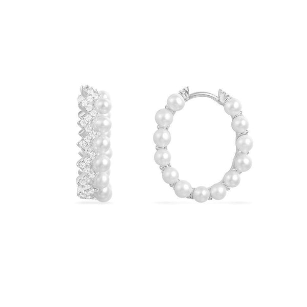 Up And Down Hoop Earrings with Pearls