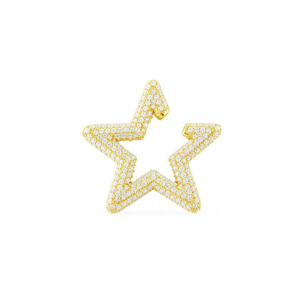 Arete Star deslizante individual estilo Ear Cuff blanco - plata dorada