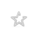Arete Star deslizante individual estilo Ear Cuff blanco - plata