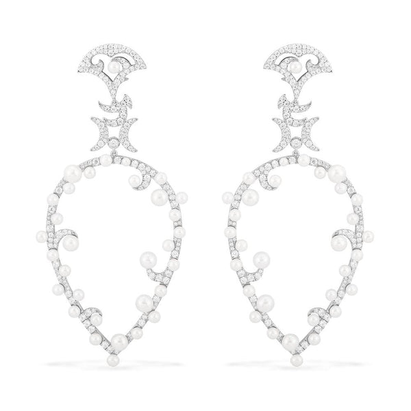 Moon Pear Shaped Earrings with Pearls