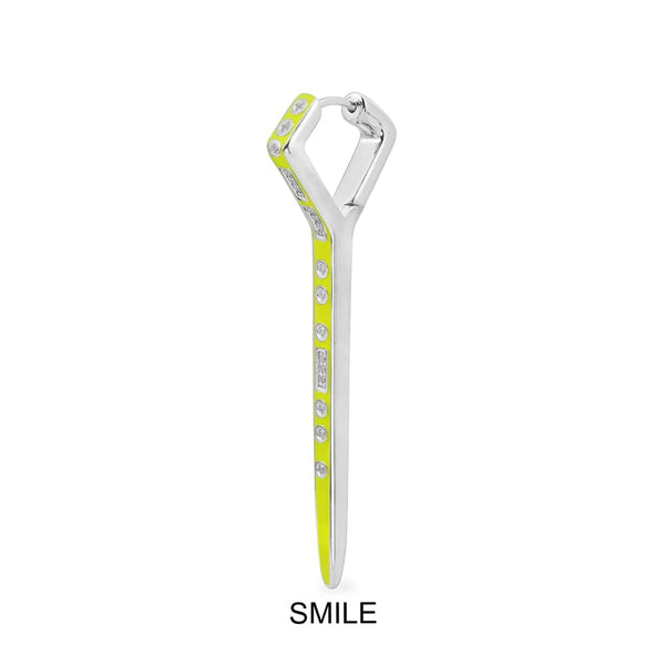 Mono orecchino SMILE codice Morse giallo neon - Argento