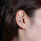 Mono-Stab-Ohrring mit beweglichen runden Elementen – Silber