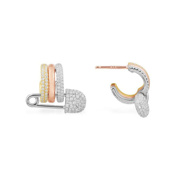 Mehrfarbige Ohrringe mit Sicherheitsnadel – Silber