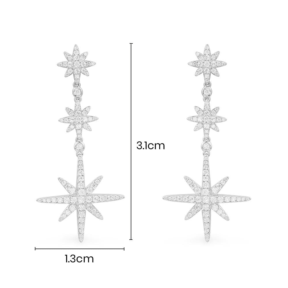 Herabfallende Triple Météorites Ohrringe - Silber