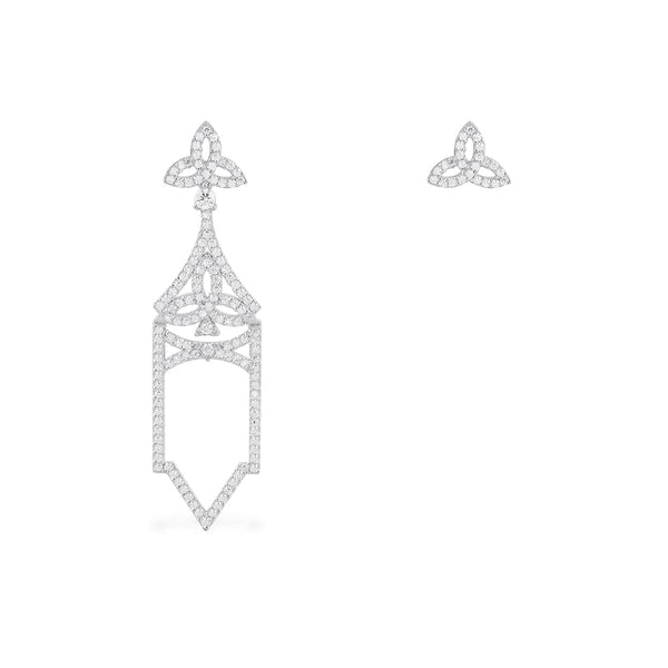 Orecchino lungo & orecchino a perno asimmetrici Gothique - argento