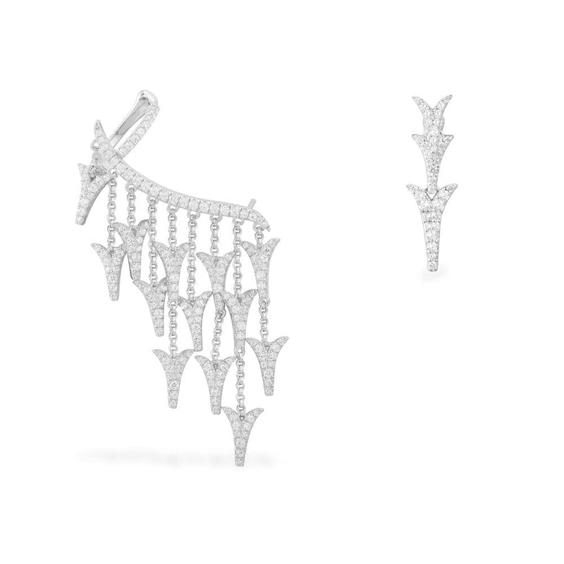 Orecchini cuff asimmetrici coda di drago - argento