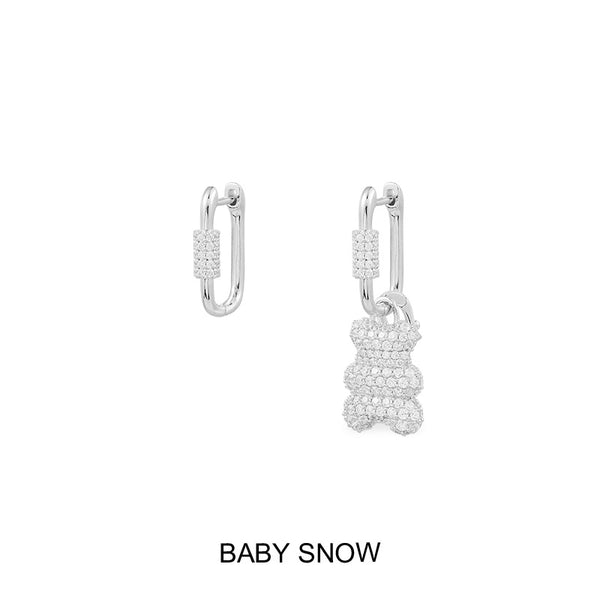 Kreolen mit Snow Yummy Bear-Motiv für Babys (Clip) – Silber