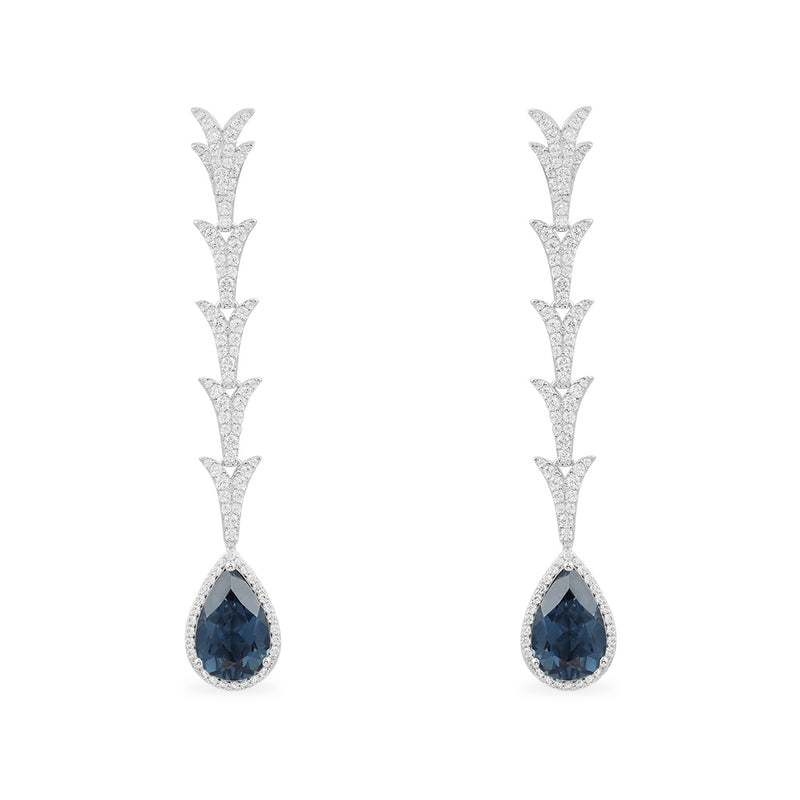Herabfallende Ohrringe mit tropfenförmigem blauem Stein