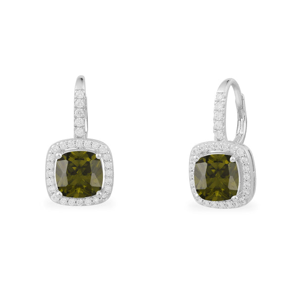 Hoop Earrings with Khaki Square Stones
