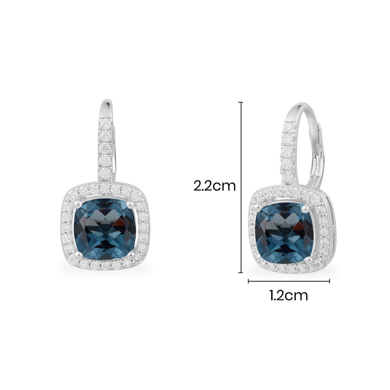 海軍藍方形鋯石圈形耳環 | APM Monaco