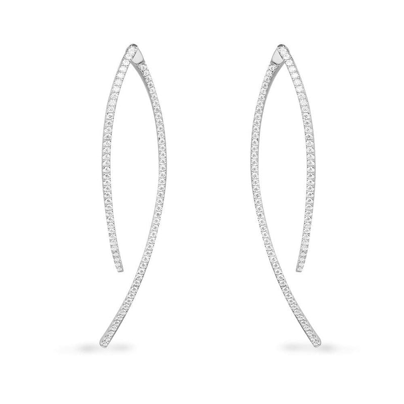 Geometrische herabfallende Ohrringe mit Pavé – Silber