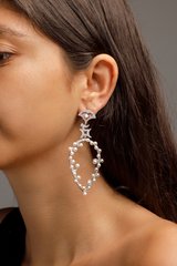 APM Monaco Moon Pear Shaped Earrings with Pearls in Silver