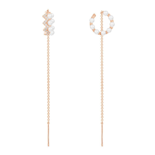 Up and Down Pearl and Chain Ear Cuffs