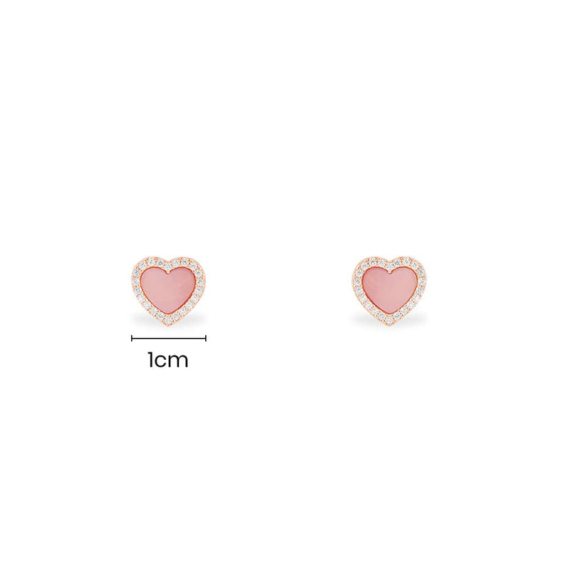 orecchini a bottone con cuoricino rosa