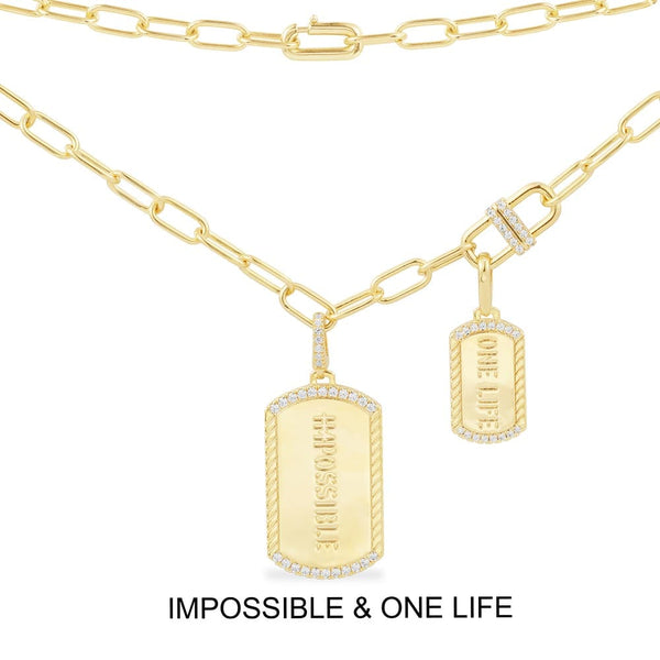 Halskette in Kettengliedoptik mit IMPOSSIBLE & ONE LIFE Clip-Medaillen 