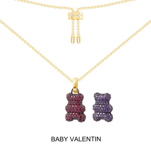 調整可能Baby Valentin Yummy Bear（クリップ）ネックレス - シルバー