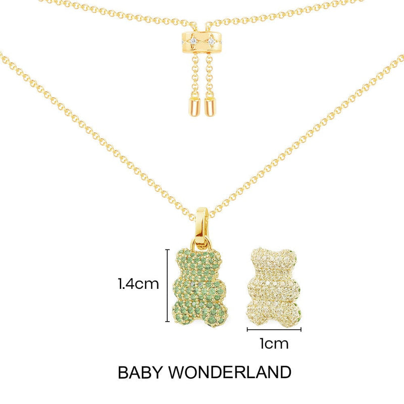 調整可能Baby Wonderland Yummy Bear（クリップ）ネックレス - シルバー