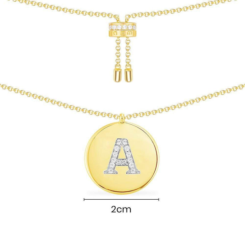 Collier Ajustable Alphabet-A - argent jaune