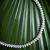起伏線條可調節項鍊飾珍珠 - 銀白色