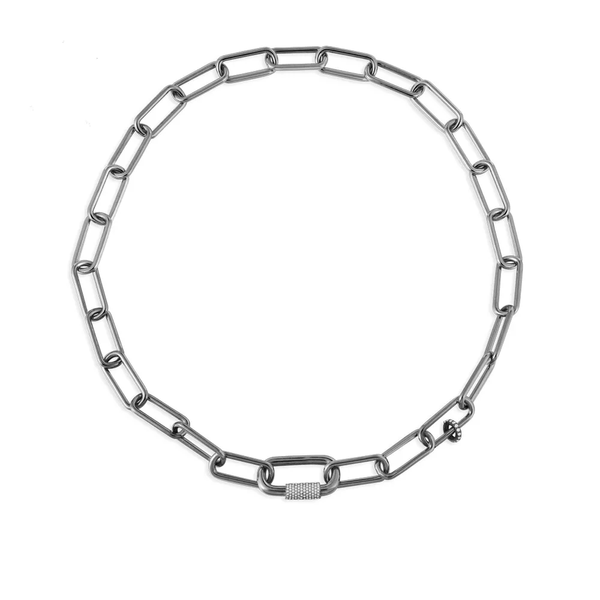 Collar de cadena con anillo deslizante - plata gris oscuro