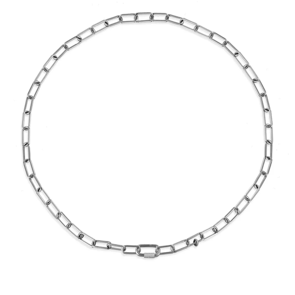 Collar de cadena larga con anillo deslizante - plata gris oscuro