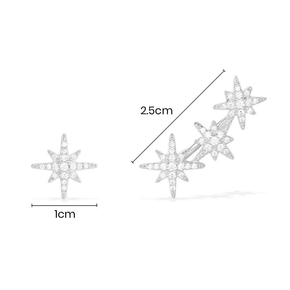 Asymmetrische Triple Météorites Ohrringe – Silber