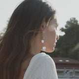 Asymmetrische Ohrringe mit Herz in weißem Perlmutt – Silber